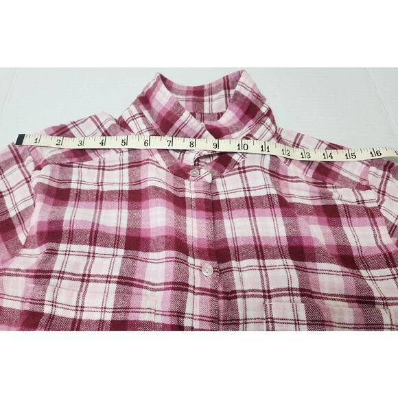 Croft & Barrow Plaid Long Sleeve Button Down Flannel Shirt Women Size Medium - Picture 4 of 12